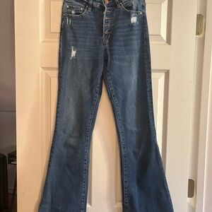 Altar'd State Distressed Blue Flare Jeans